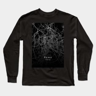 Rome Italy City Map dark Long Sleeve T-Shirt